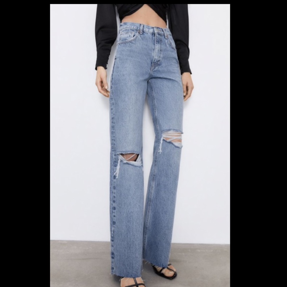 ZARA High Rise Wide Leg Jeans